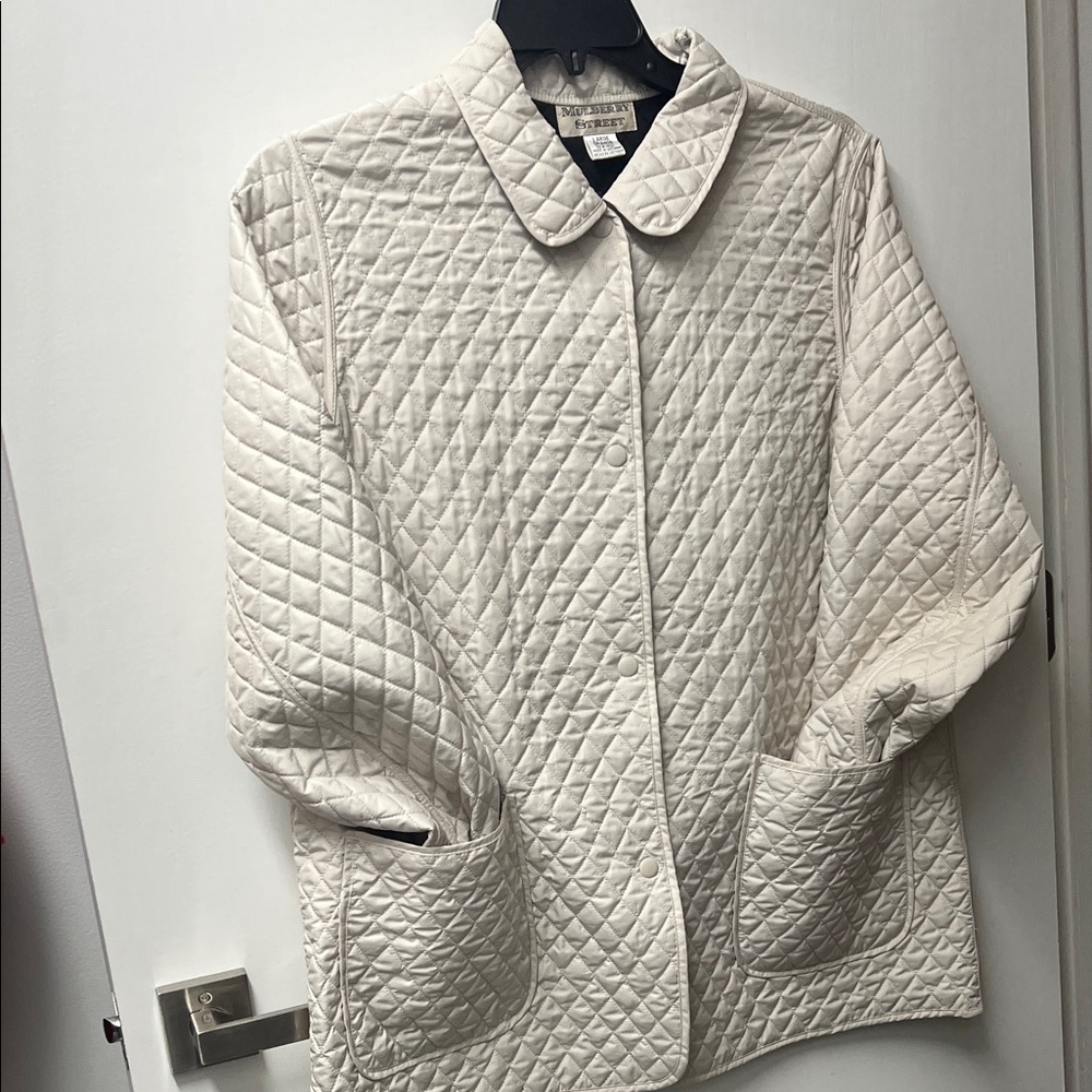 Elegant Cream Quilted Puffer Jacket